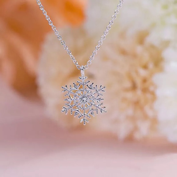 Sterling Silver Crystal Snowflake Necklace - Picture 3 of 7